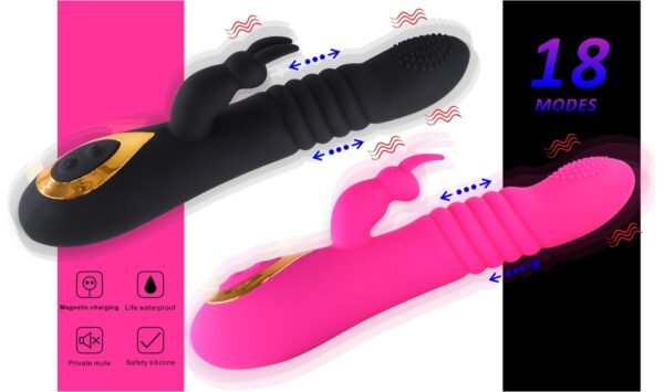 Dual Motor Rabbit Ear Retractable Swinging Female Masturbator