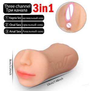 Double Headed Three Acupoint Simulation Oral Yin Anal Channel Inverted Masturbation Device
