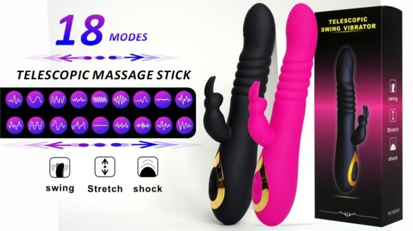 Dual Motor Rabbit Ear Retractable Swinging Female Masturbator