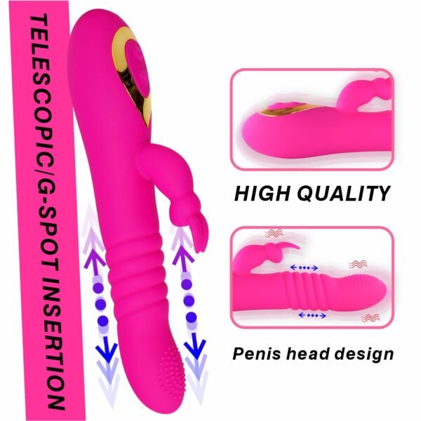 Dual Motor Rabbit Ear Retractable Swinging Female Masturbator
