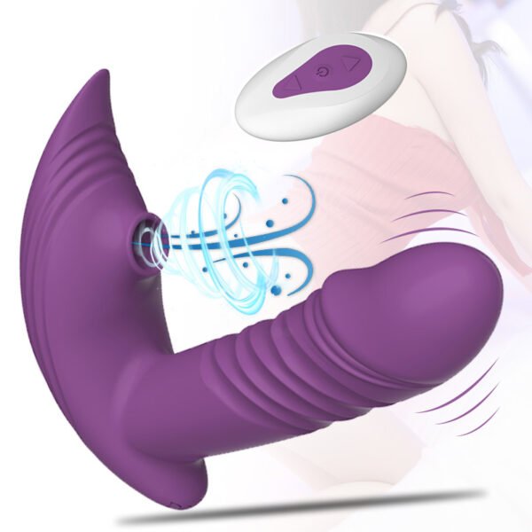 Marilyn sucks and retracts wearing vibrator