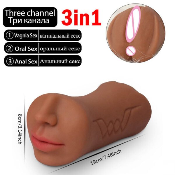 Double Headed Three Acupoint Simulation Oral Yin Anal Channel Inverted Masturbation Device