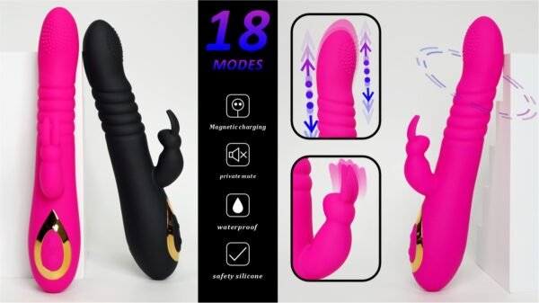 Dual Motor Rabbit Ear Retractable Swinging Female Masturbator