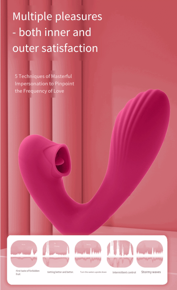 Female tongue licking, wearing vibrator, sex toy